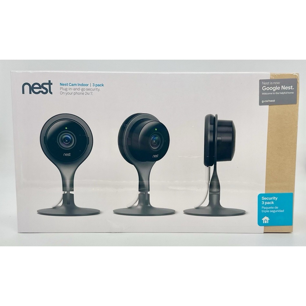 Google NEST Cam Indoor 3 Pack NC1104US Wired Smart Security Cameras NEW SEALED